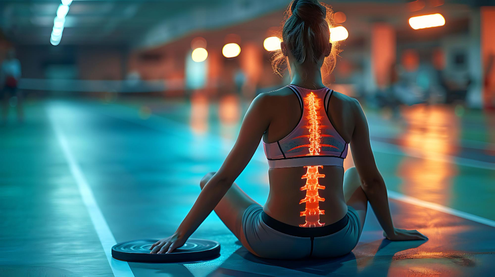 donna sportiva e colonna vertebrale, chiropratica